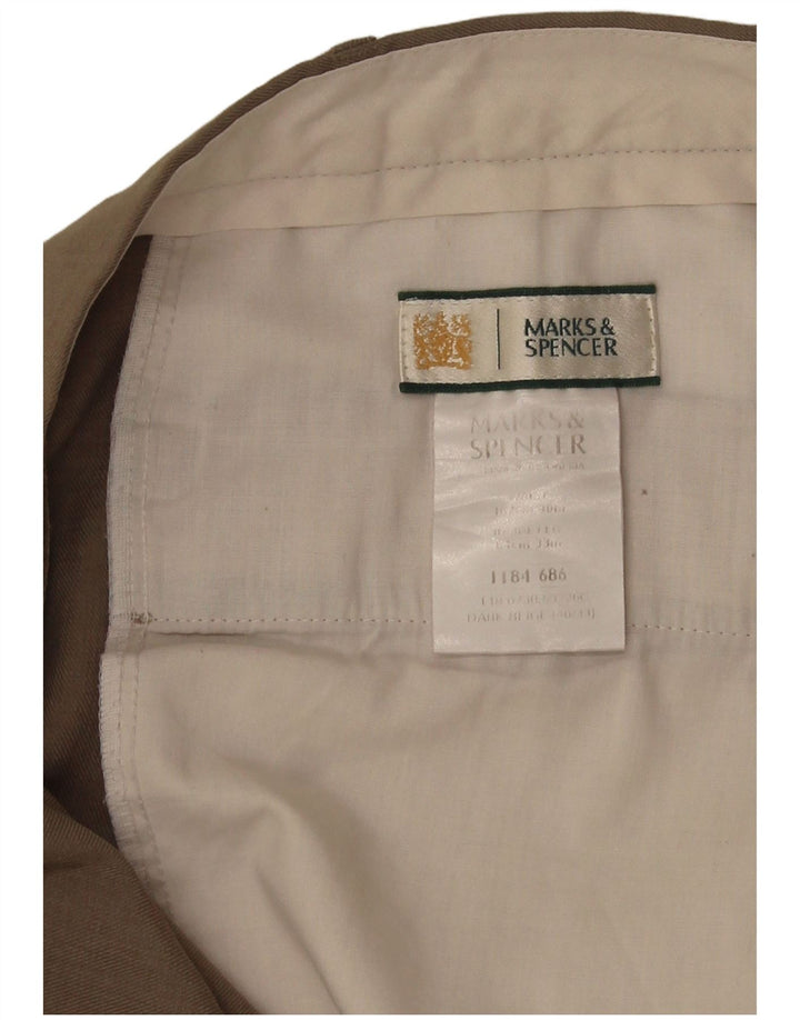 Pantaloni da abito con pegging da uomo Marks & Spencer W40 L32 poliestere kaki