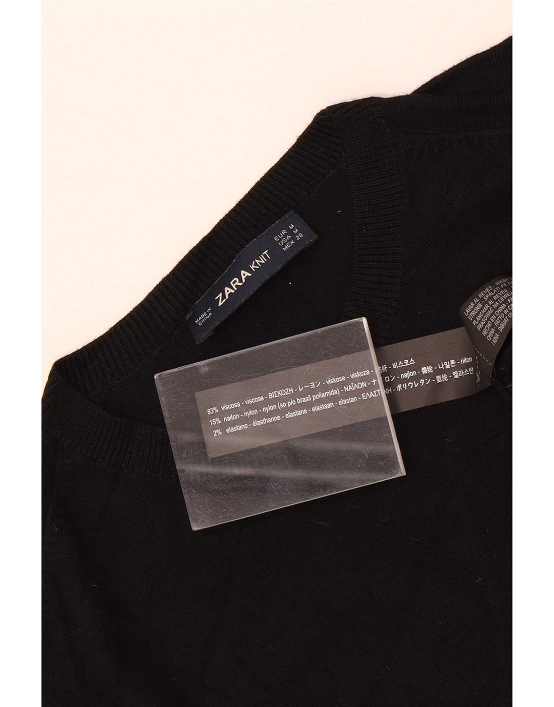 Maglione maglione girocollo da donna Zara UK 12 viscosa nera media
