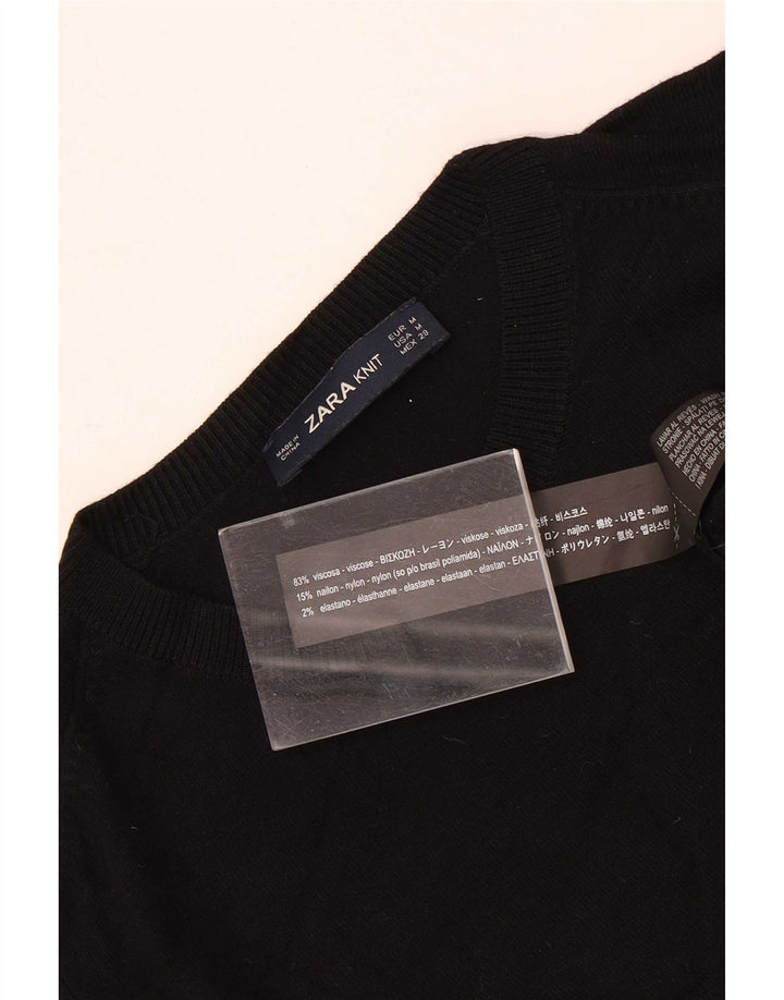 Maglione maglione girocollo da donna Zara UK 12 viscosa nera media