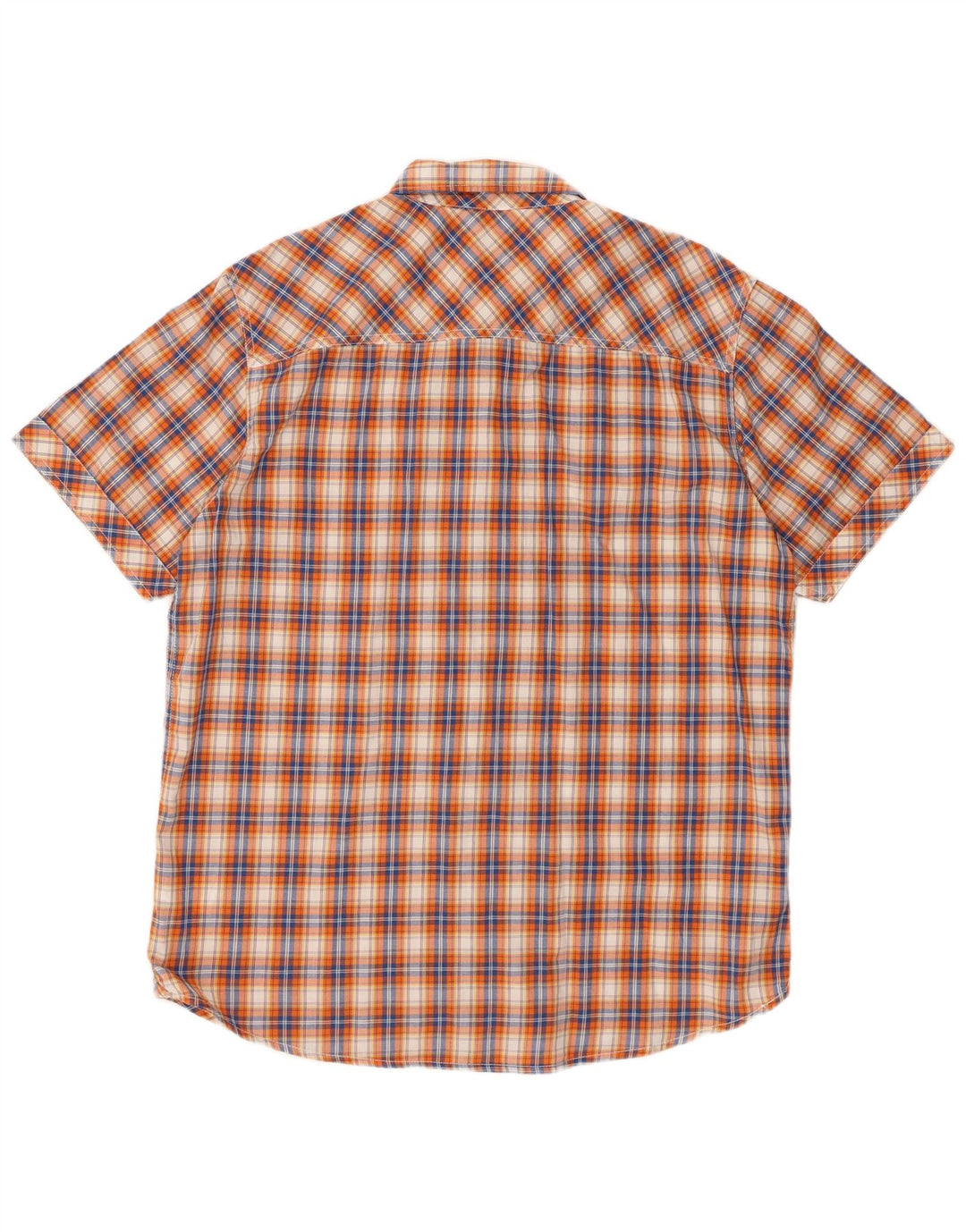 Mustang Camicia a maniche corte da uomo in cotone a quadri arancioni grandi