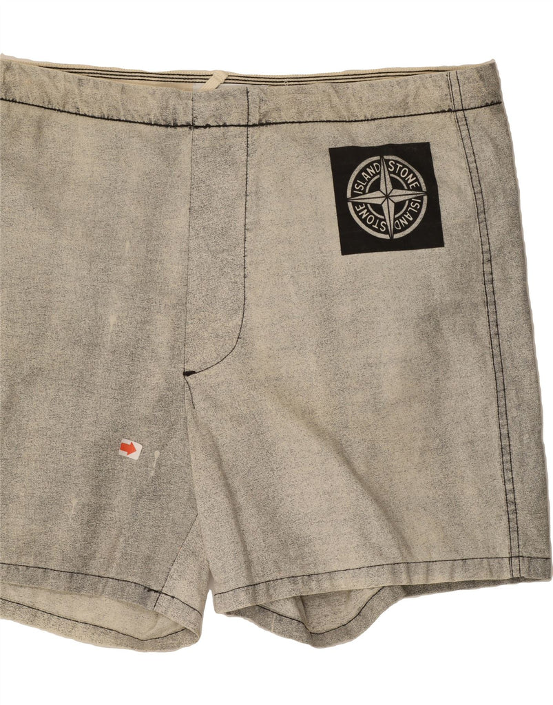 STONE ISLAND Mens Graphic Swimming Shorts IT 50 Large Grey Cotton Beach Vintage Stone Island and Second-Hand Stone Island from Messina Hembry 
