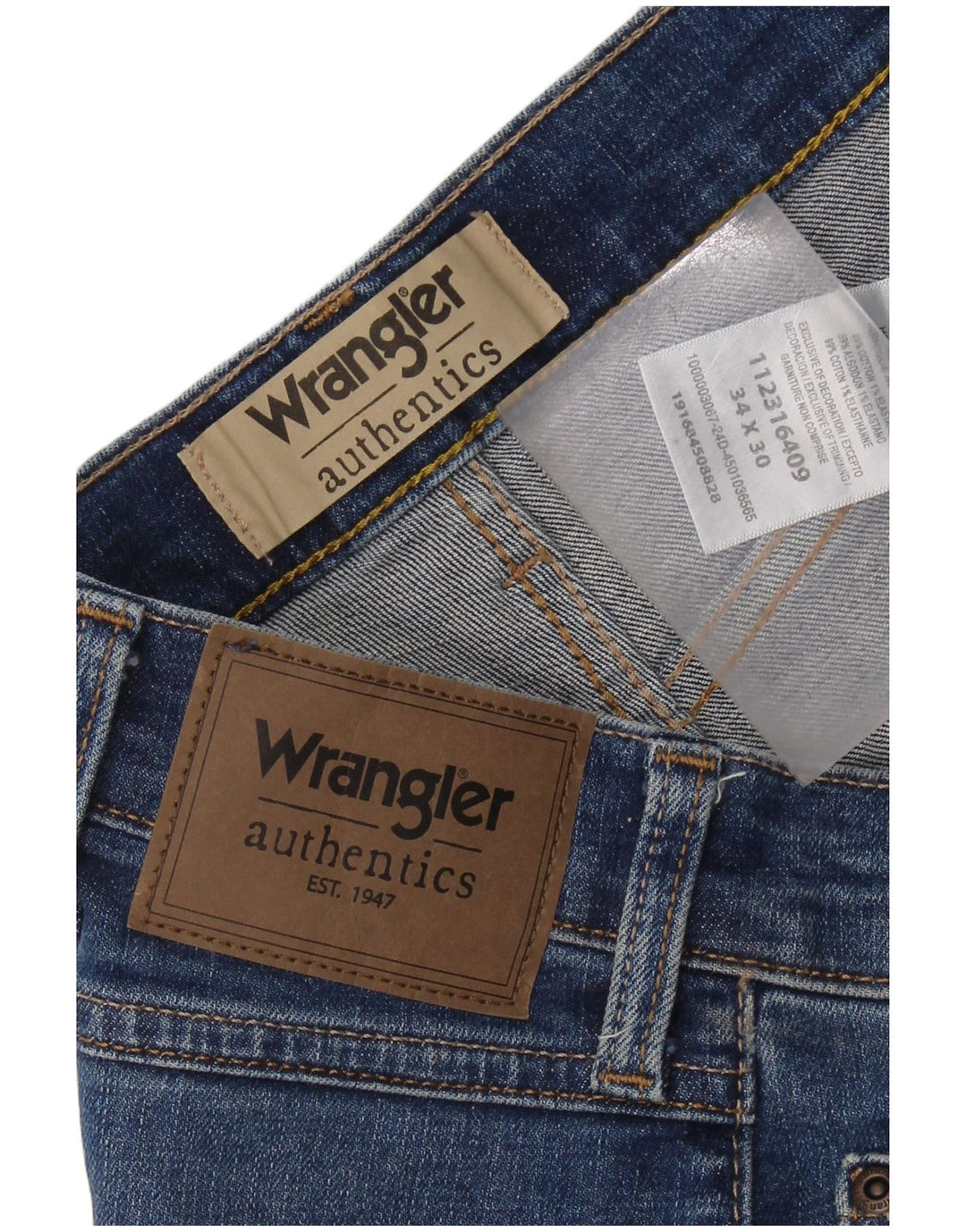 Jeans dritti da uomo WRANGLER W34 L30 cotone blu