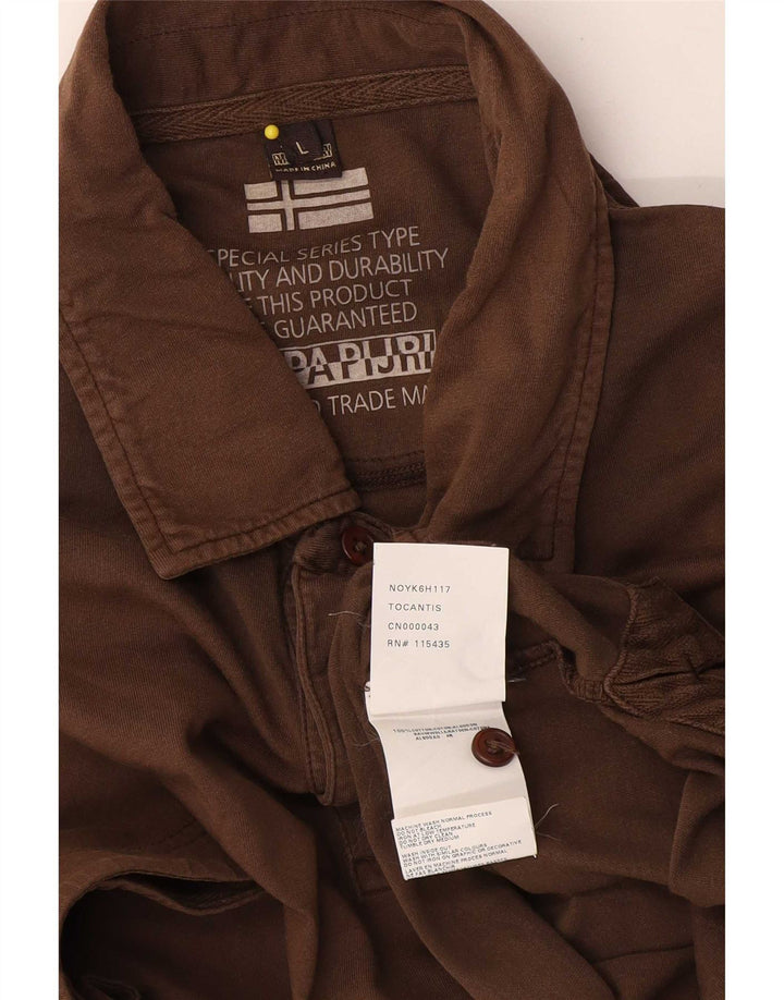 Polo da uomo Napapijri grande in cotone marrone