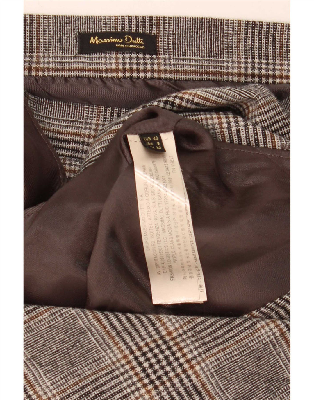 Gonna asimmetrica da donna Massimo Dutti EU 40 Media W30 Lana a quadri grigia