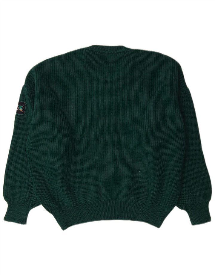 Maglione maglione girocollo vintage da uomo XL verde