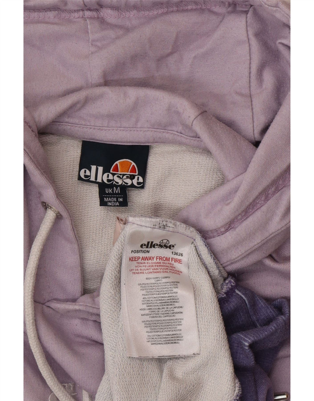 Felpa con cappuccio grafica da uomo Ellesse, poliestere medio viola tie-dye