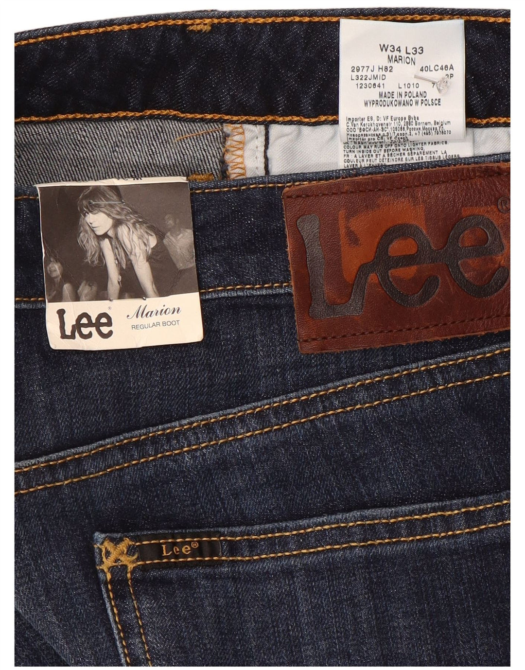 Jeans Bootcut da donna Lee W34 L33 cotone blu navy