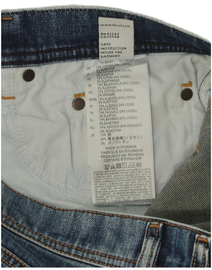 Jeans slim carota da donna Diesel effetto consumato W30 L32 cotone blu