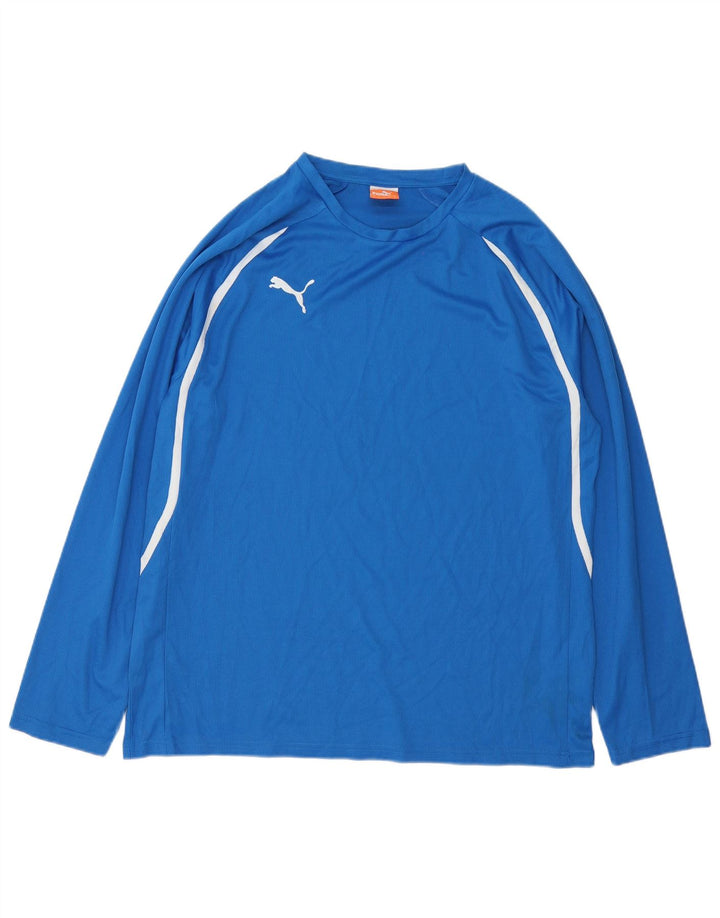 Maglia Puma da uomo a maniche lunghe in poliestere a righe grandi blu