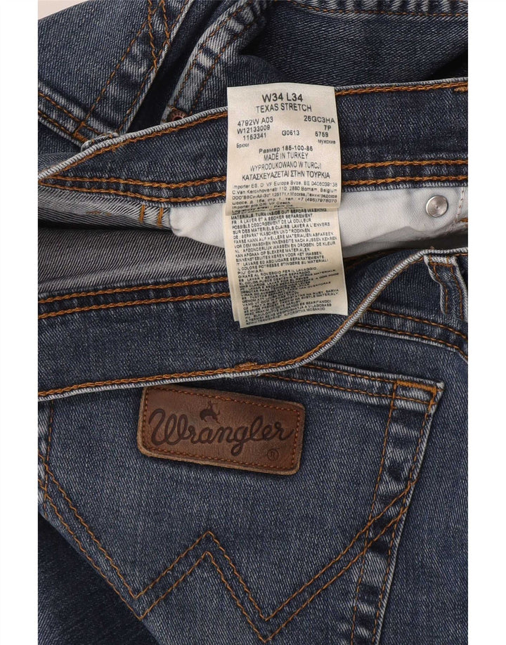Jeans dritti elasticizzati Texas da uomo Wrangler W34 L34 cotone blu
