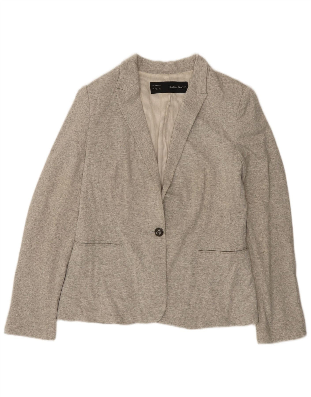 Giacca blazer a 1 bottone da donna Zara UK 14 grande cotone chiazzato grigio