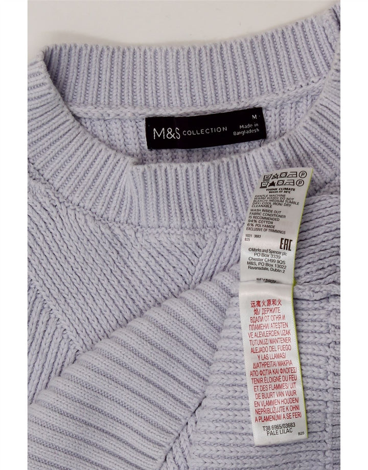 Maglione maglione girocollo da donna Marks & Spencer UK 14 Cotone viola medio