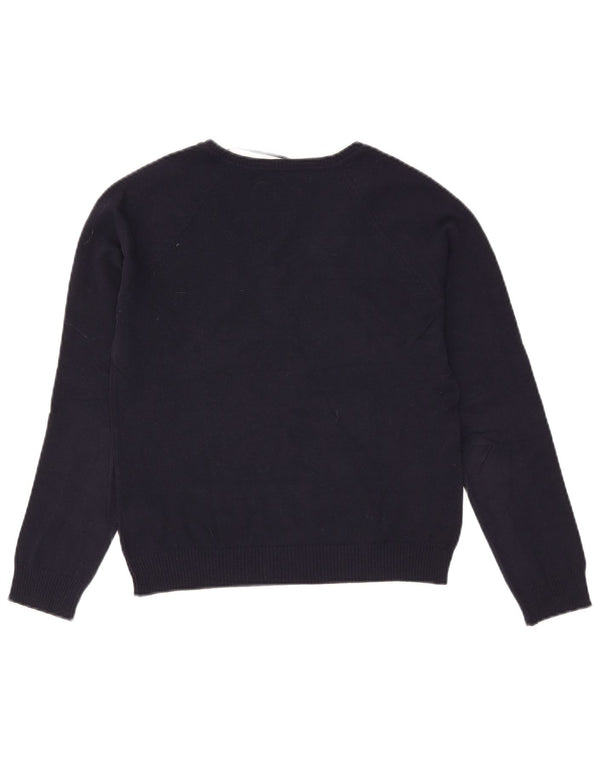 Maglione Zara da donna con scollo a V UK 14 grande cotone blu navy