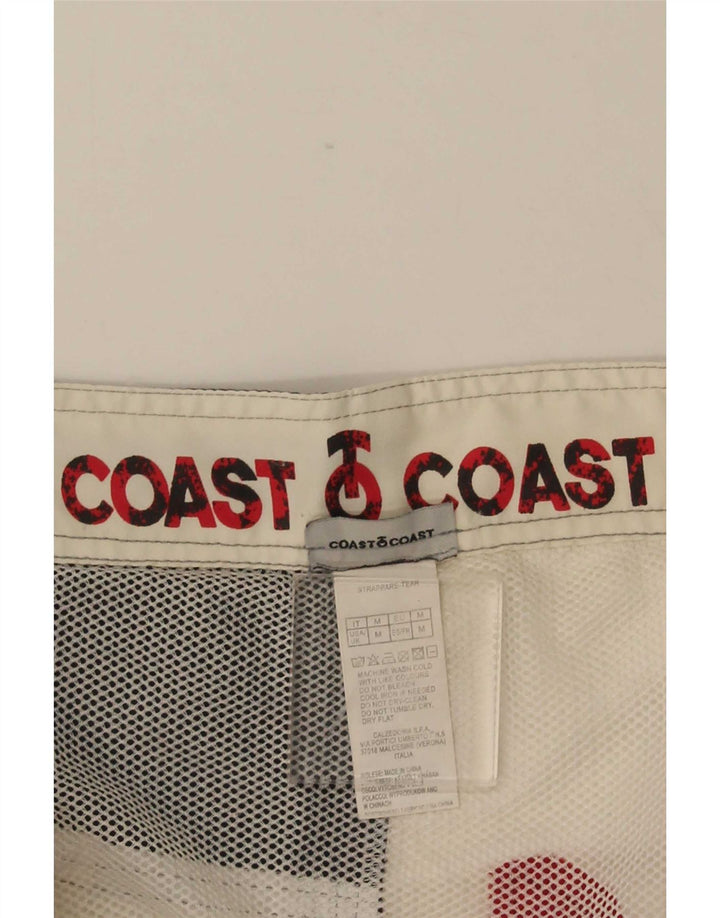 Pantaloncini da bagno grafici da uomo vintage in poliestere color block bianco medio
