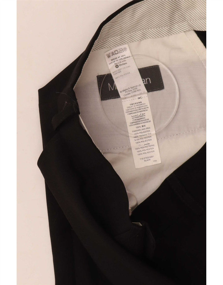 Marks & Spencer Pantaloni da abito dritti da uomo W34 L33 Poliestere nero