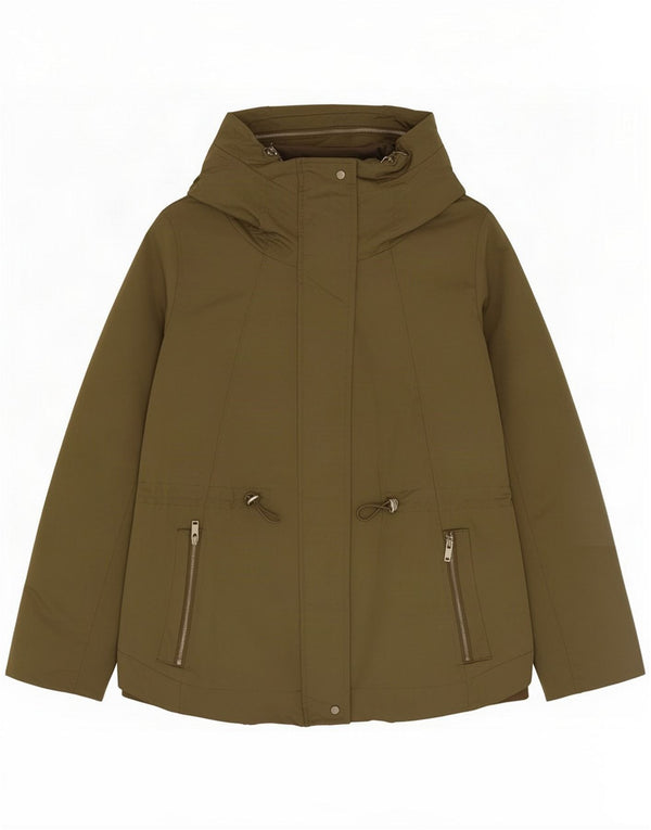 Zara Womens Hooded Windbreaker Jacket UK 14 Medium Khaki Polyester