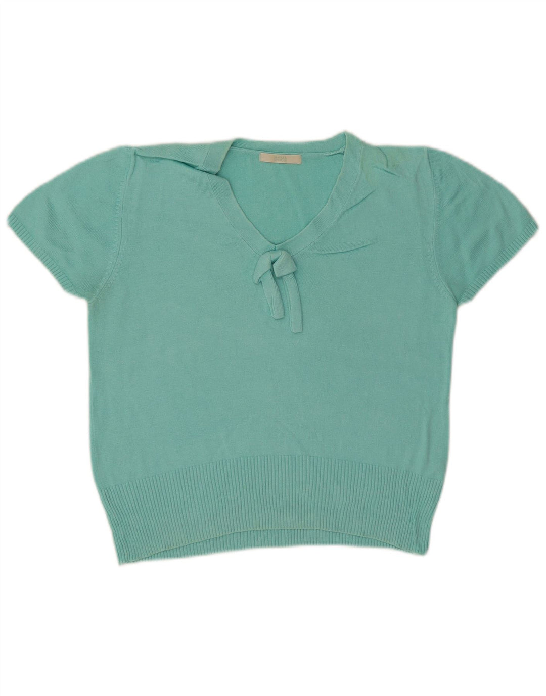 Maglione corto con scollo a V da donna Marks & Spencer UK 12 Medio Turchese
