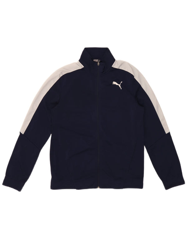 Giacca da tuta da uomo Puma Medium in poliestere color block blu navy