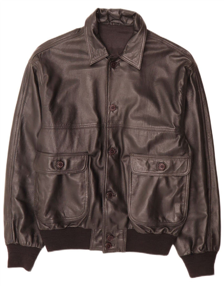 Giacca in pelle vintage da uomo IT 50 grande nera