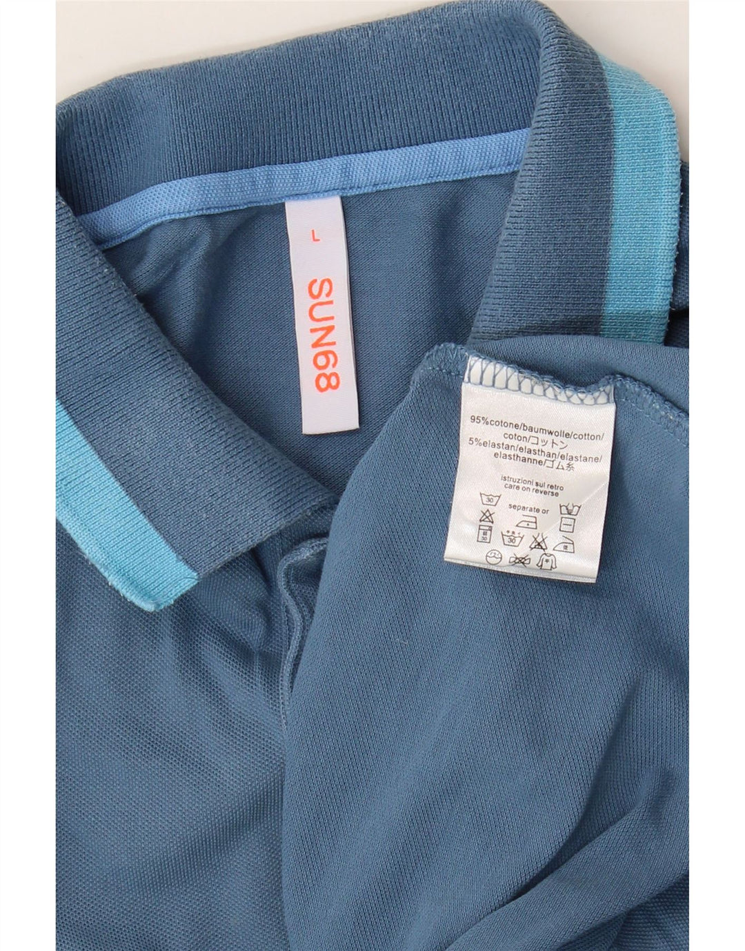 Polo da uomo Sun68 grande in cotone blu