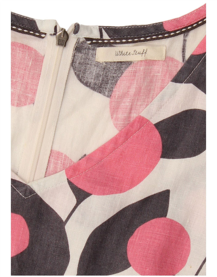 Abito a trapezio senza maniche da donna White Stuff UK 12 Medio bianco floreale