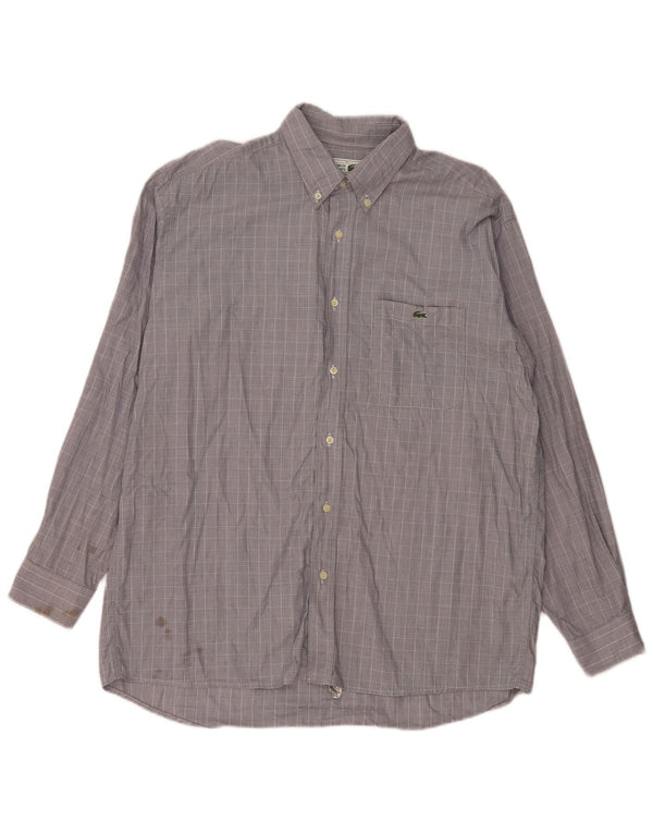 Camicia da uomo Lacoste taglia 42 grande cotone a quadri grigi