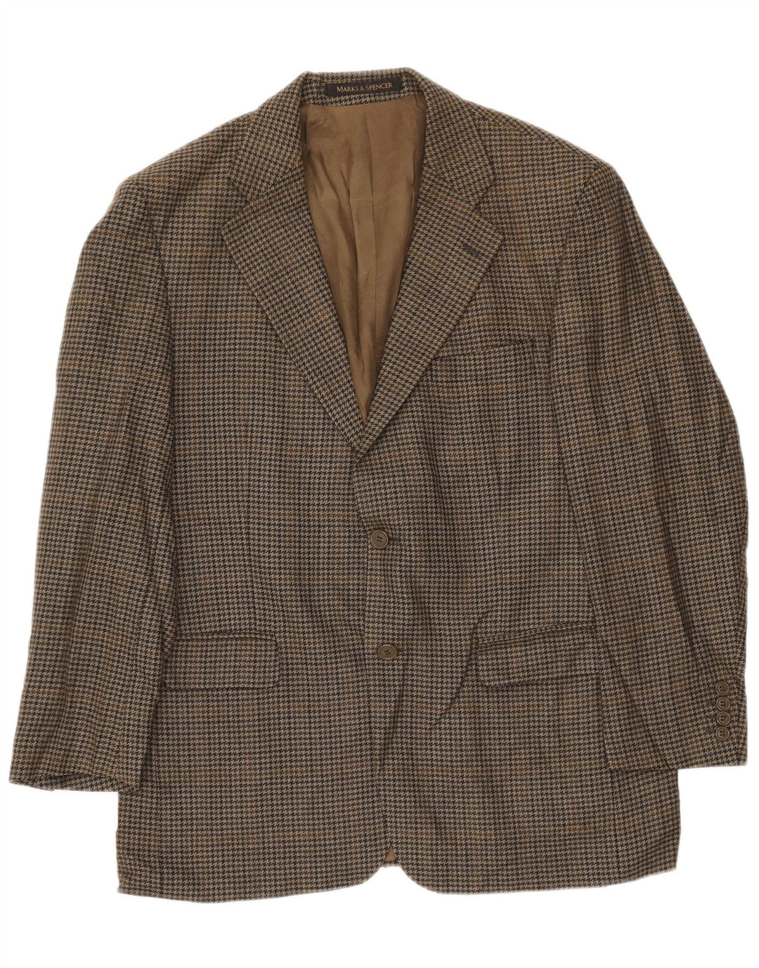 Giacca blazer a 2 bottoni Marks & Spencer da uomo UK 42 grande pied de poule kaki