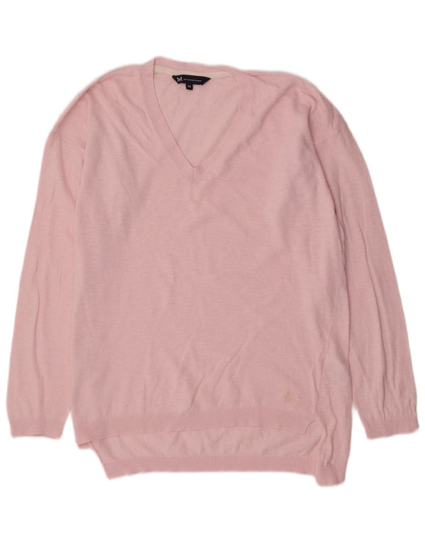 Crew Clothing Maglione da donna con scollo a V UK 14 Grande cotone rosa