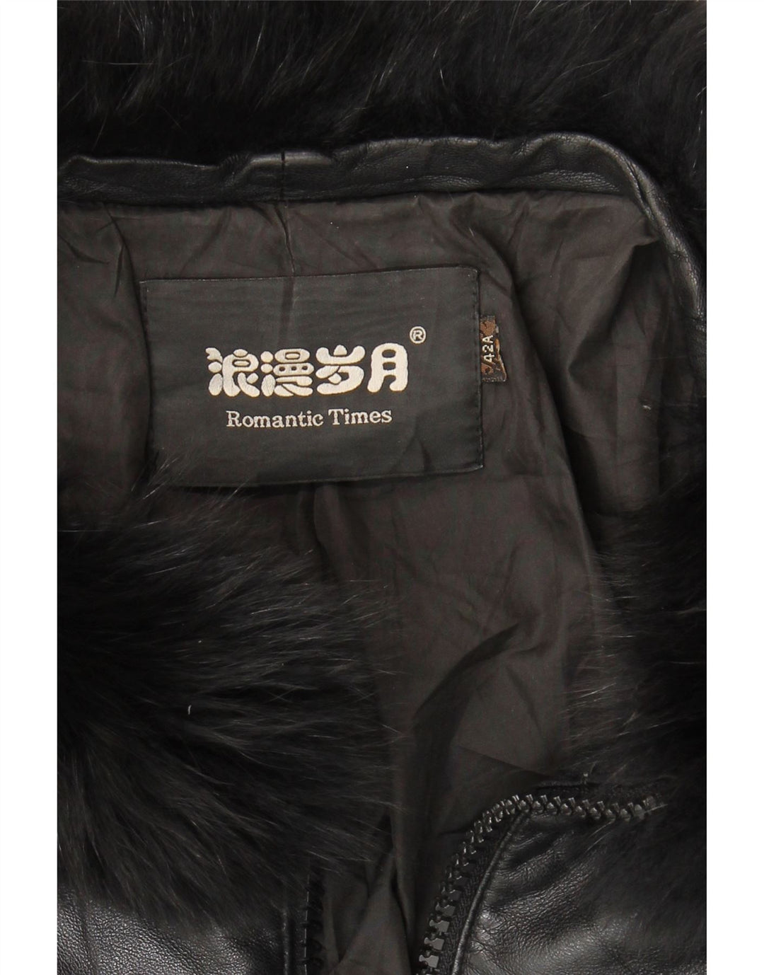 VINTAGE Womens Leather Coat IT 42 Medium Black