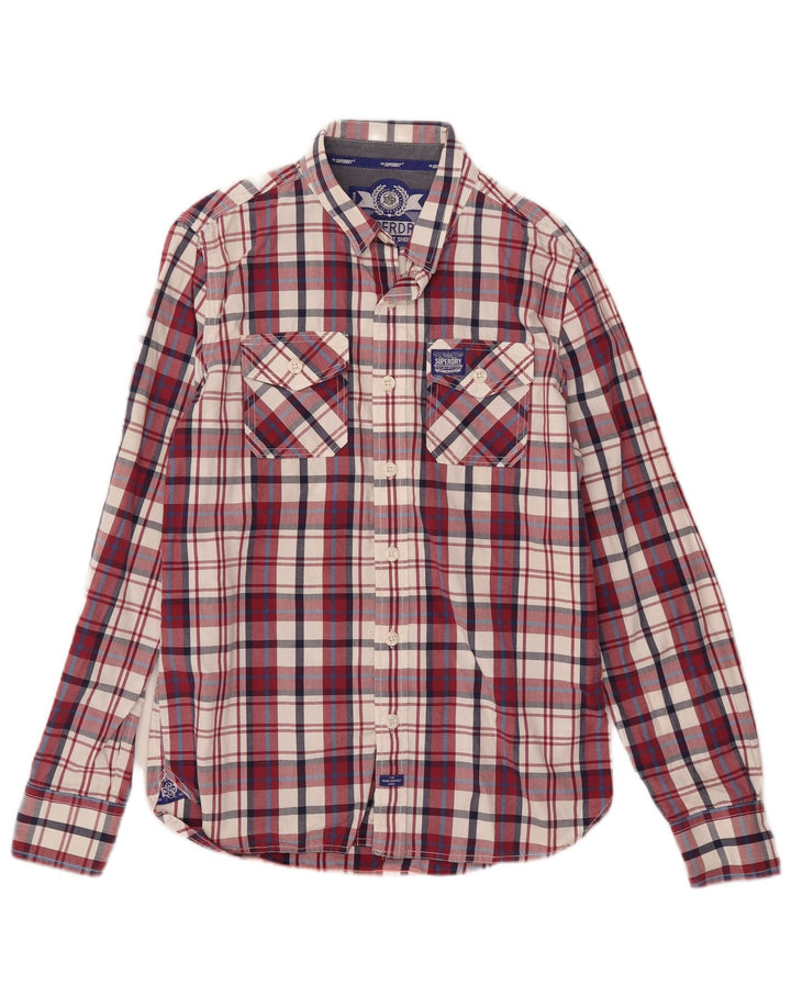 Camicia da uomo Superdry in cotone a quadri rossi grandi