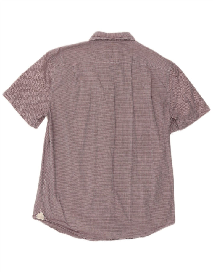 Camicia Lacoste da uomo a maniche corte vestibilità regolare taglia 40 medio bordeaux a quadri