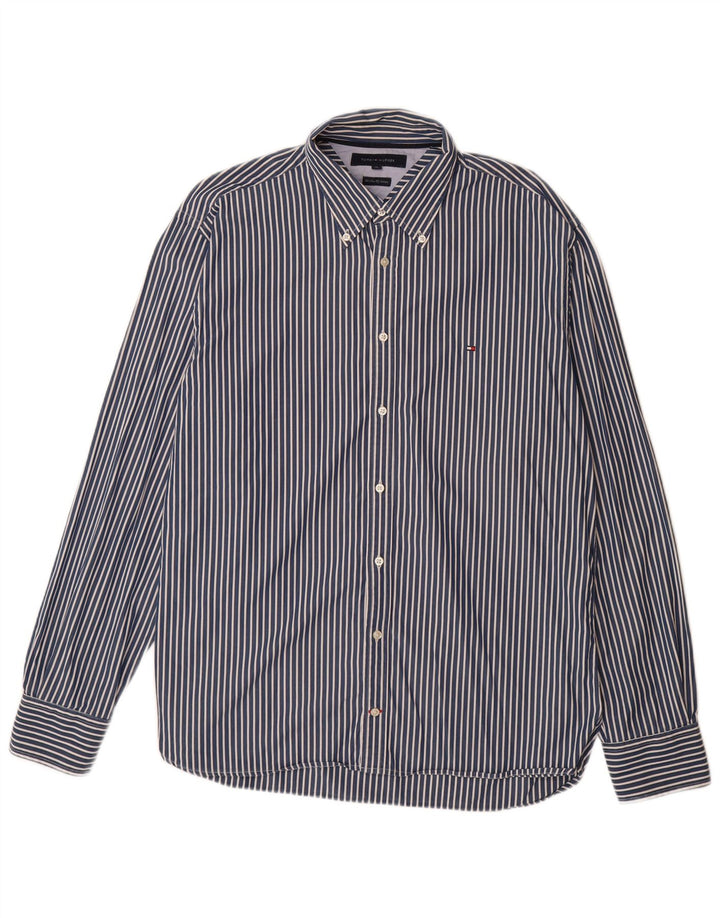 TOMMY HILFIGER Camicia da uomo XL a righe blu navy