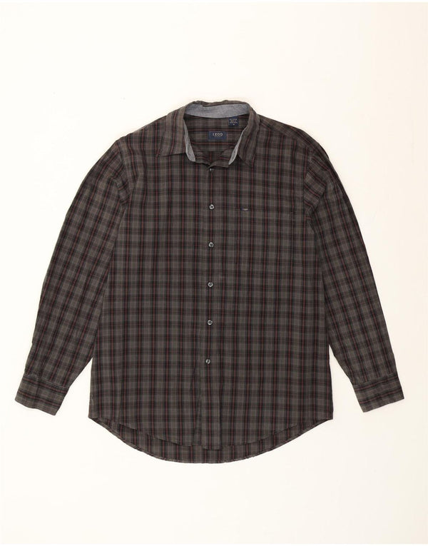 Camicia a quadri da uomo Izod in cotone a quadri grigio medio