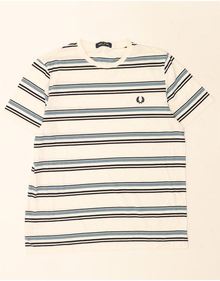 T-shirt da uomo Fred Perry Top grande in cotone a righe bianche