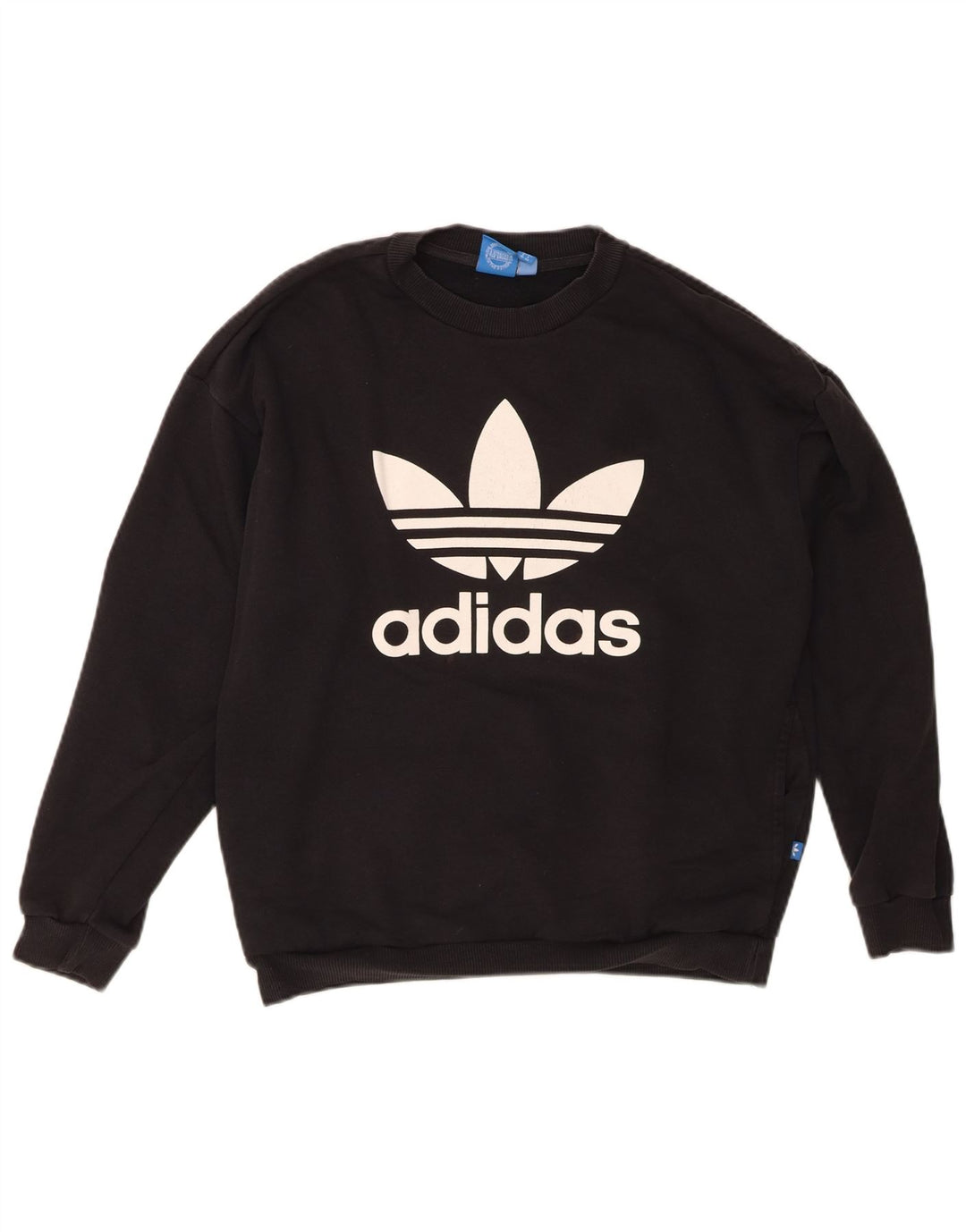ADIDAS Womens Graphic Sweatshirt Jumper UK 12 Medium Black Cotton