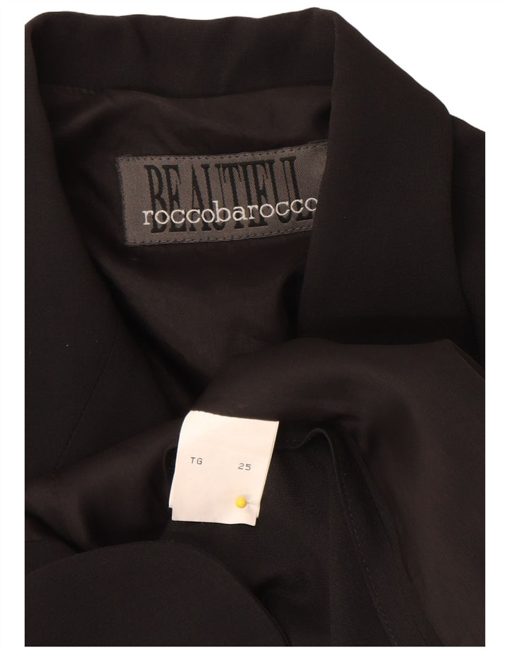 Giacca blazer a maniche corte da donna a 3 bottoni Roccobarocco UK 25 4XL Nera