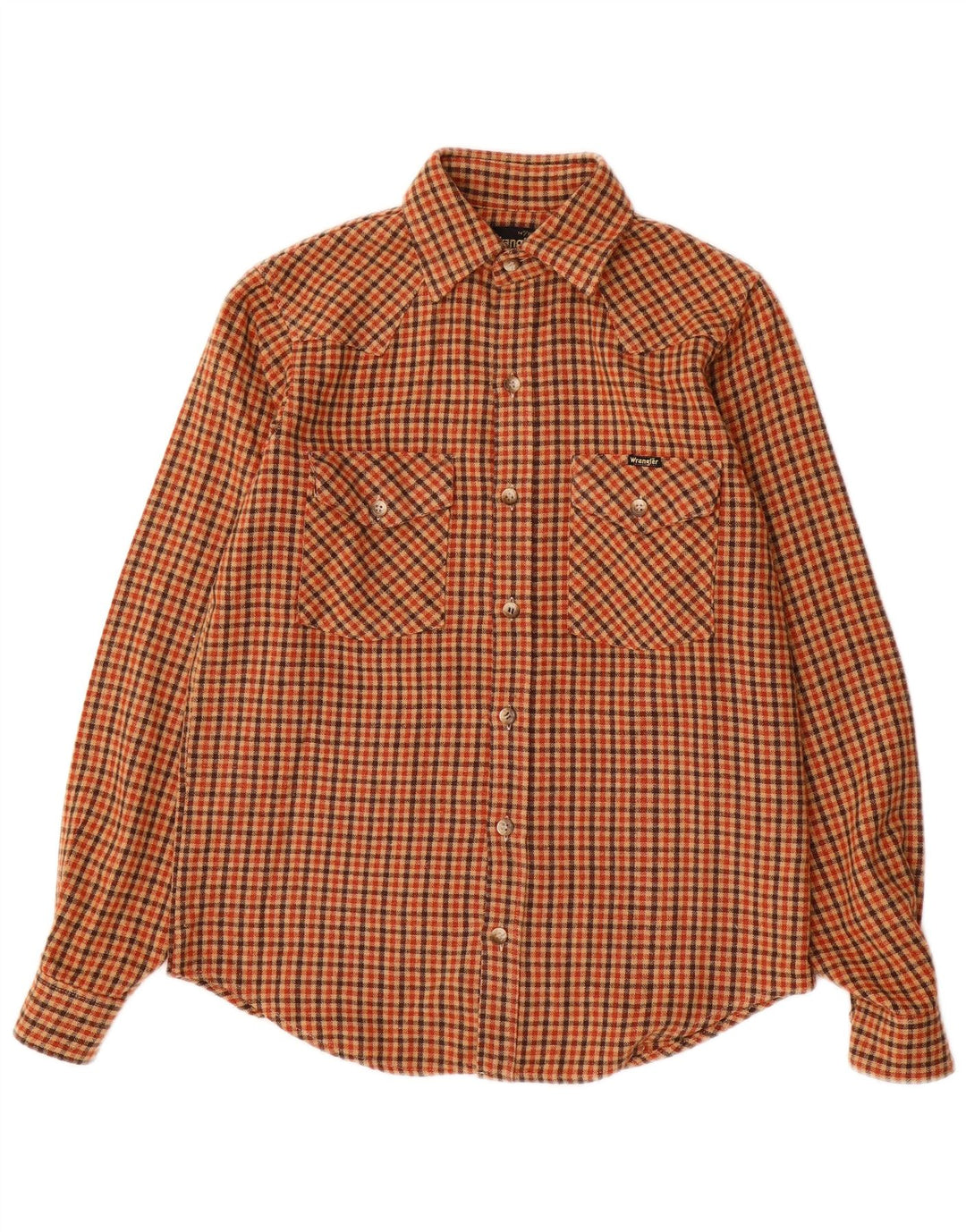 Camicia in flanella da uomo Wrangler taglia 14 piccolo quadretto arancione