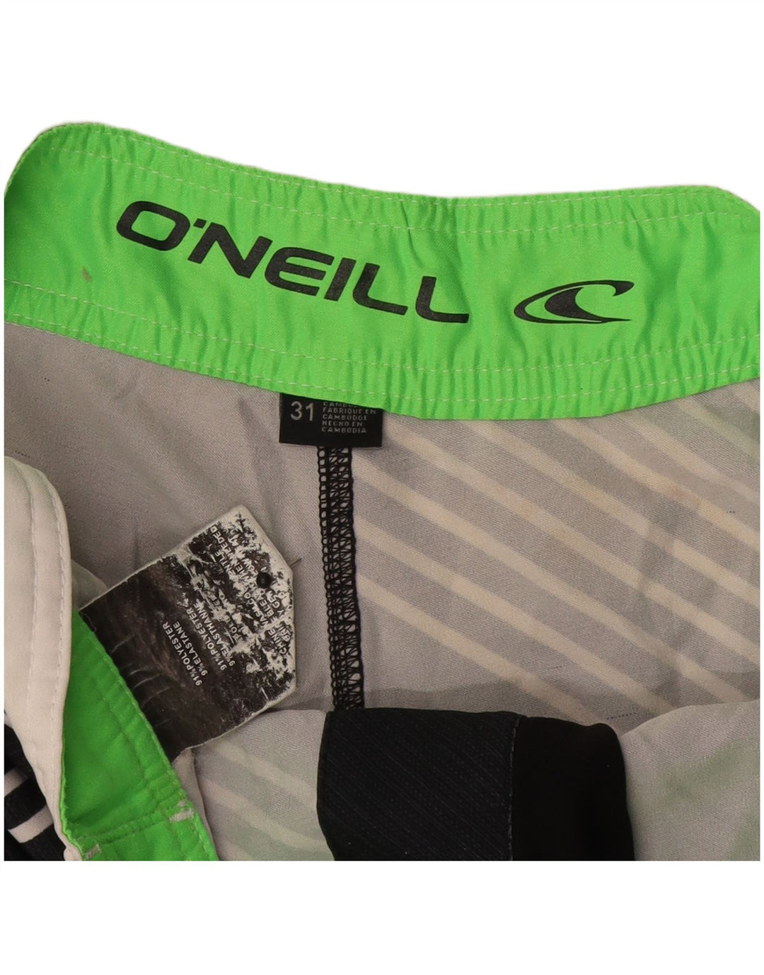 Pantaloncini da bagno grafici da uomo O'Neill in poliestere a righe nere medie