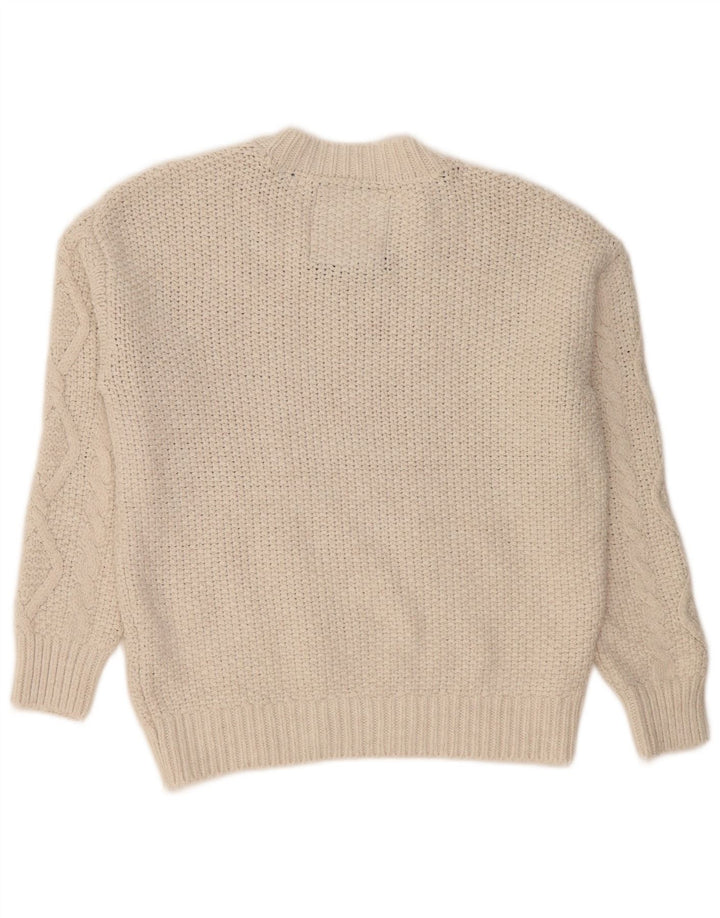 Maglione maglione girocollo oversize da donna Superdry UK 12 medio bianco sporco