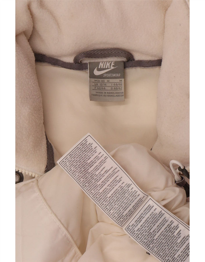 Gilet imbottito con cappuccio da donna Nike UK 12/14 poliestere bianco medio
