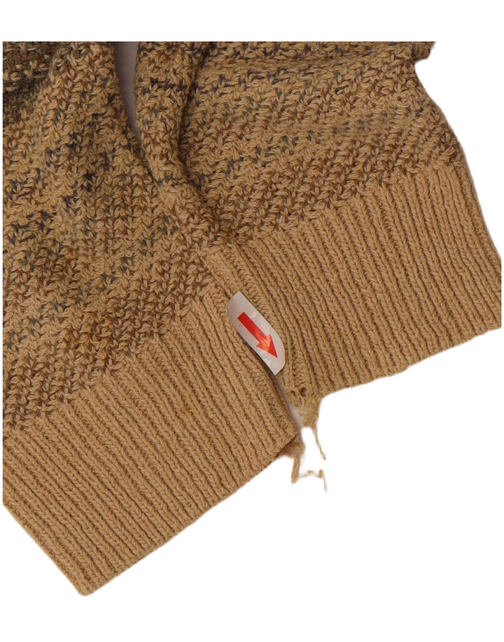 Maglione vintage da uomo con scollo a V a righe beige medio