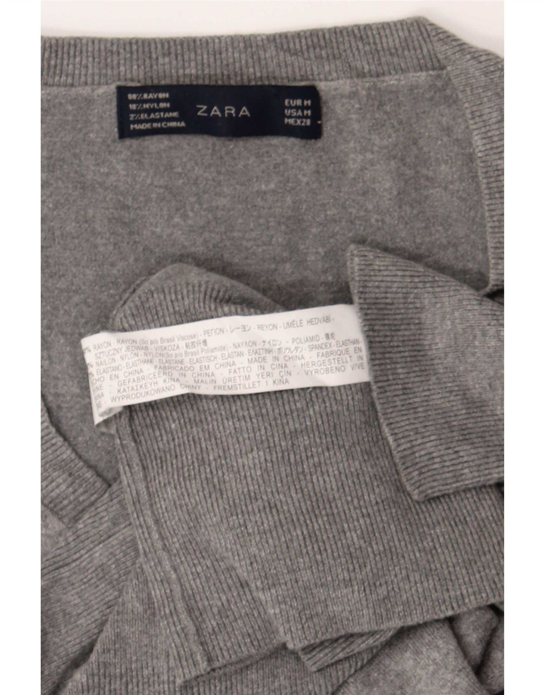 Maglione Zara da donna con scollo a V UK 12 Rayon grigio medio