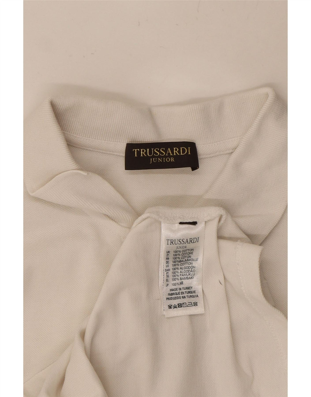 TRUSSARDI Boys Polo Shirt 15-16 Years White Cotton