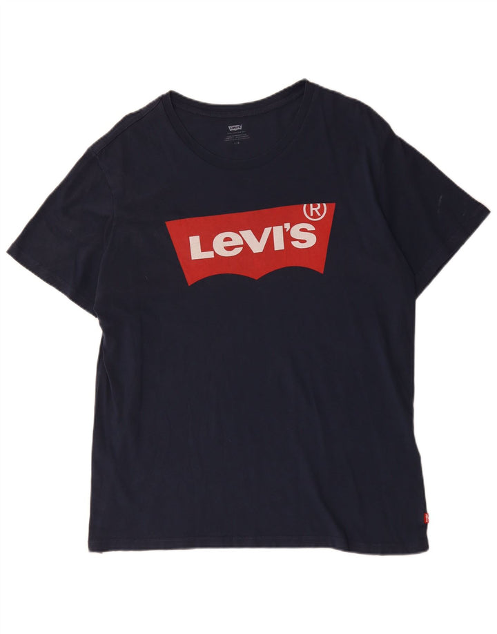 T-shirt grafica da uomo LEVI'S Top grande in cotone blu navy