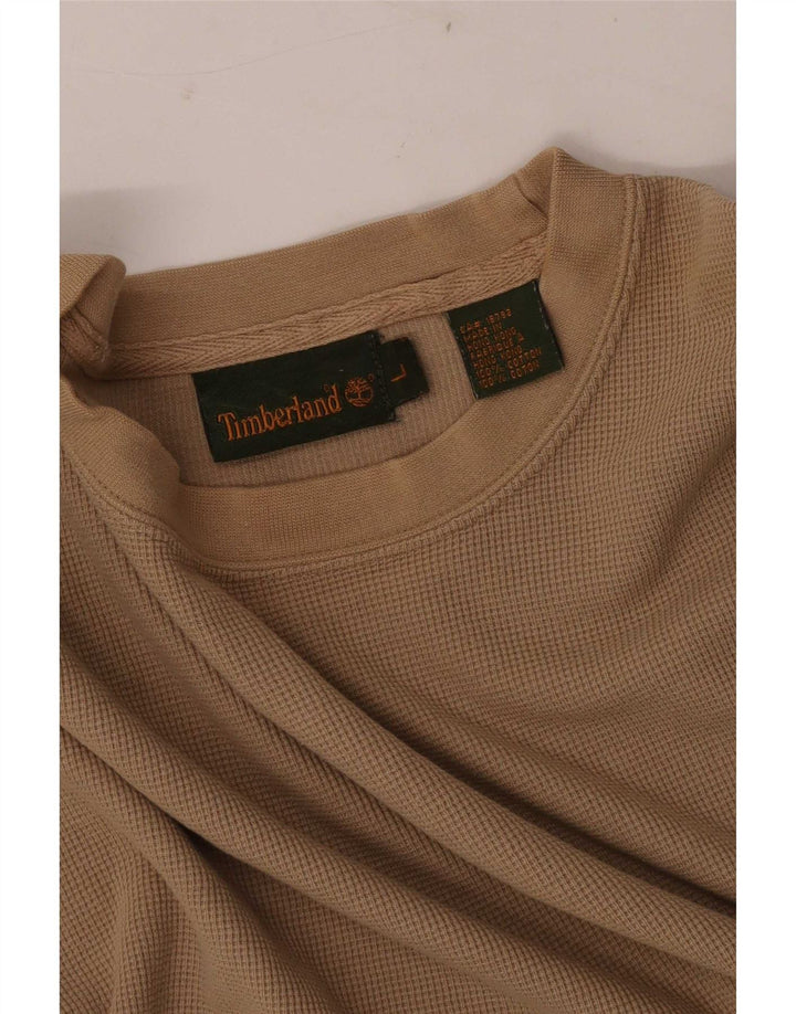 Timberland Top da uomo a manica lunga grande in cotone marrone