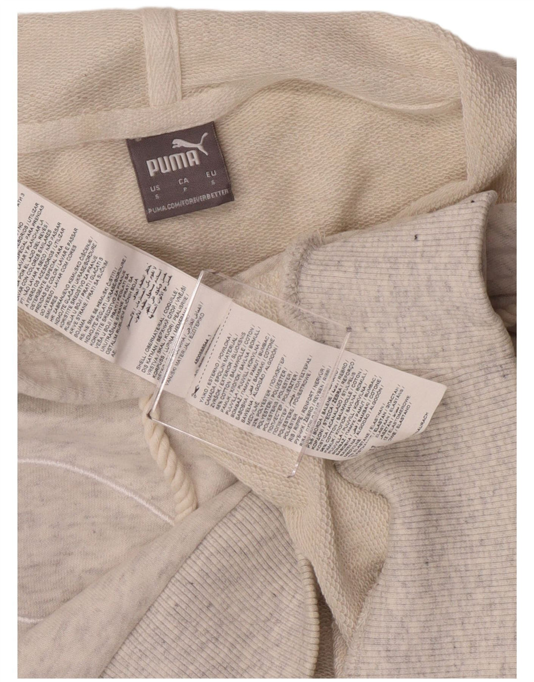 Felpa con cappuccio corta grafica oversize da donna Puma UK 10 piccola in cotone grigio