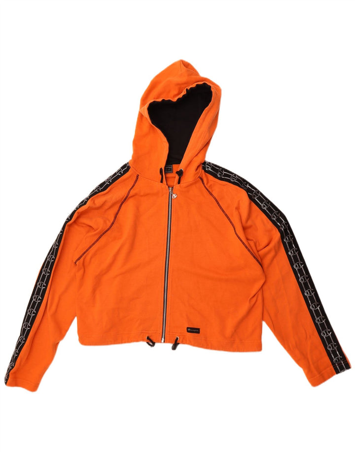 Maglione con cappuccio e zip grafica oversize da donna Champion UK 16 Large Arancione