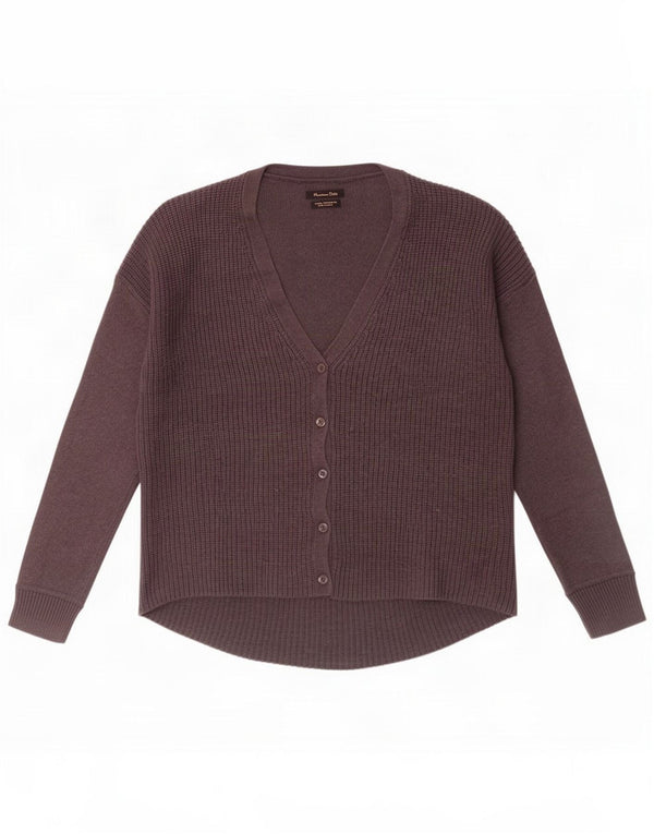 Massimo Dutti Maglione cardigan oversize da donna UK 10 piccolo grigio lana