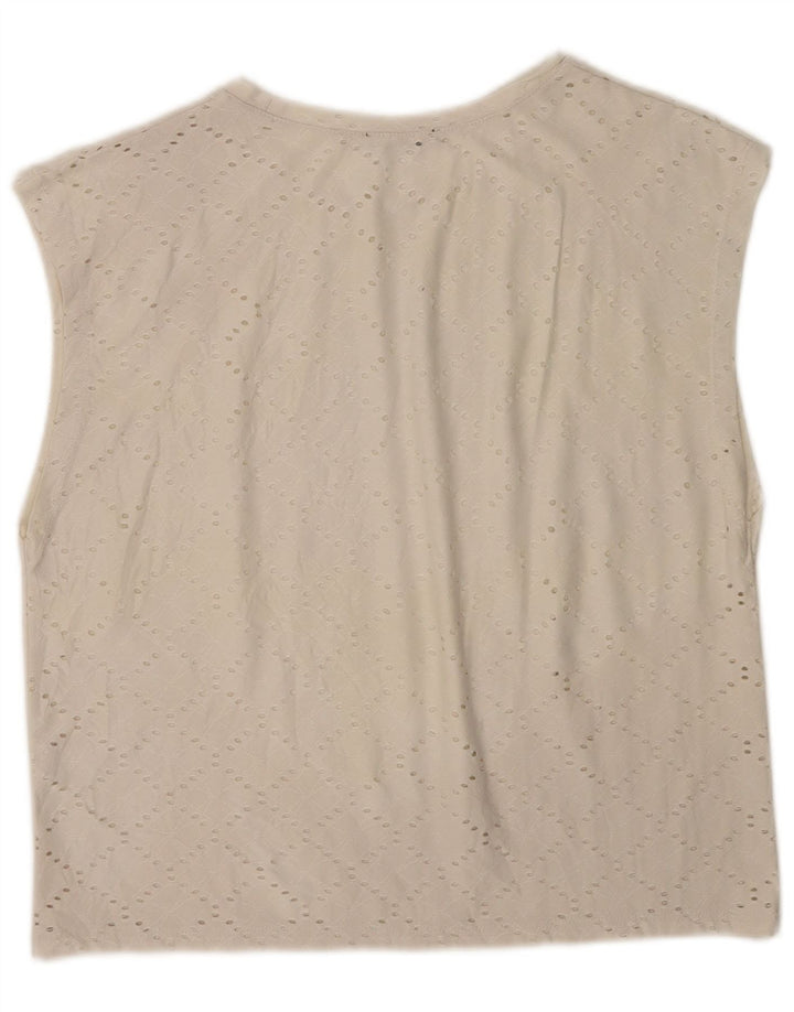 Camicetta senza maniche vestibilità ampia da donna Zara UK 14 medio bianco sporco