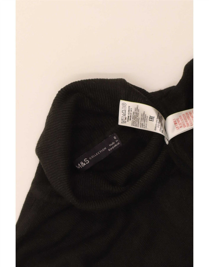 Maglione maglione a collo alto da donna Marks & Spencer UK 8 piccolo acrilico nero